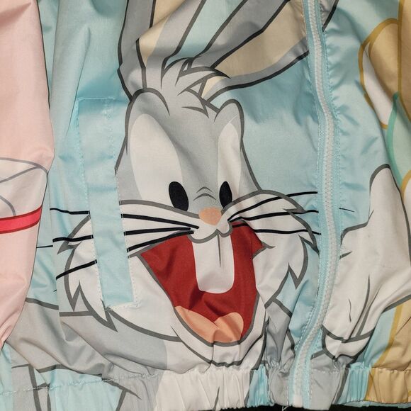 Members Only Looney Tunes Windbreaker Jacket Hoodie Medium Zip VGC - Picture 3 of 13